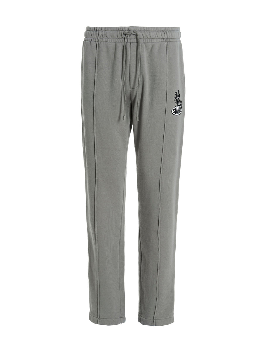 Stampd Palm Crest Joggers for Men Premium 100 Percent Cotton Gray with Relaxed Fit and Drawstring Waist
