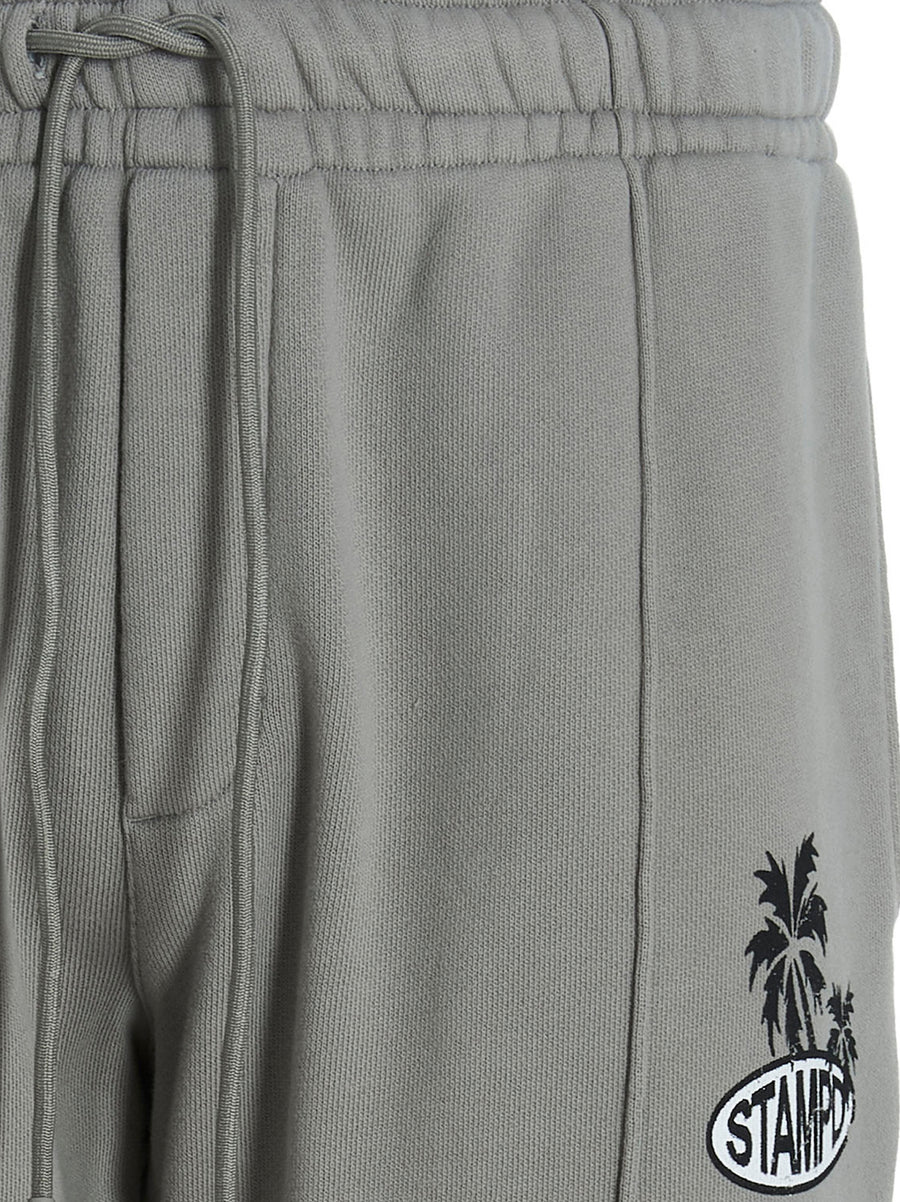 Stampd Palm Crest Joggers for Men Premium 100 Percent Cotton Gray with Relaxed Fit and Drawstring Waist