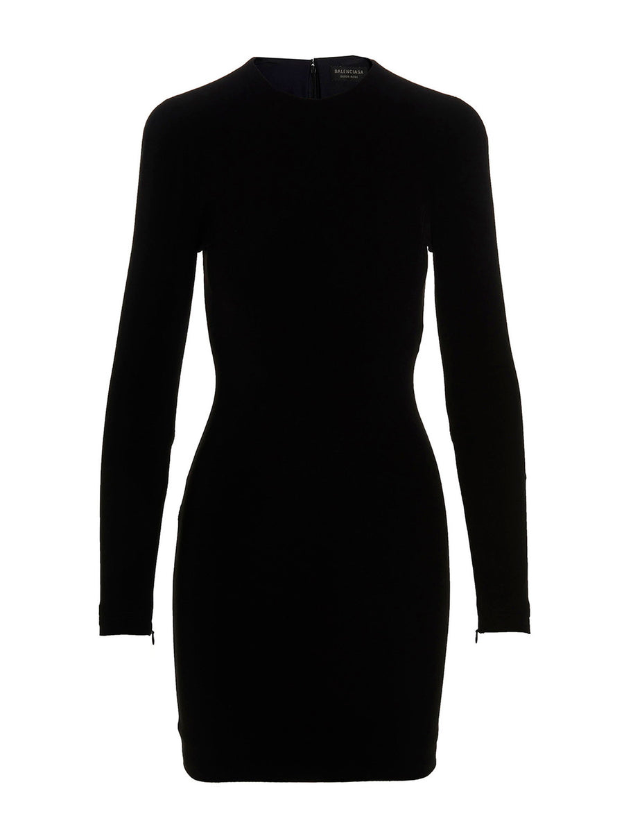 Balenciaga Stretch Ruched Twill Minidress With Silicone Hem Band For Women Day To Night Ready
