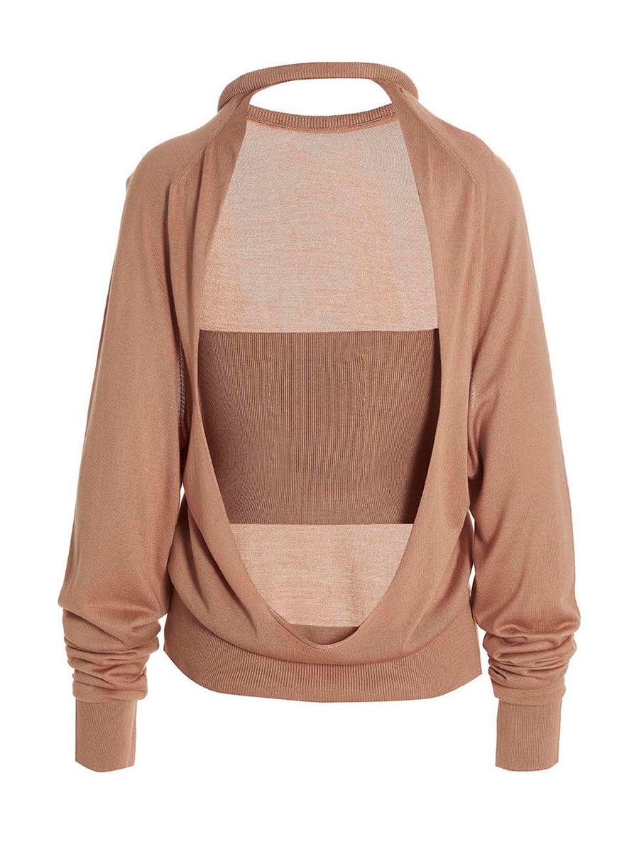 Ramael Silk Cut Out Top for Women with Removable Insert Luxe Beige Layering Piece