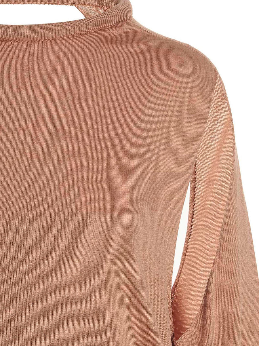 Ramael Silk Cut Out Top for Women with Removable Insert Luxe Beige Layering Piece