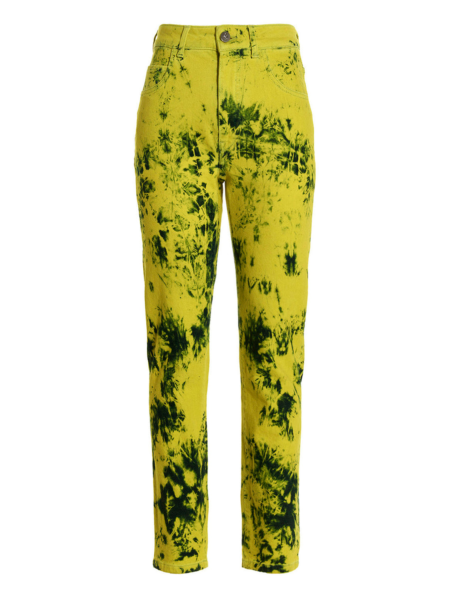 Ferrari Tie Dye Jeans For Women Stretch Cotton Denim All Over Yellow Tie Dye True To Size