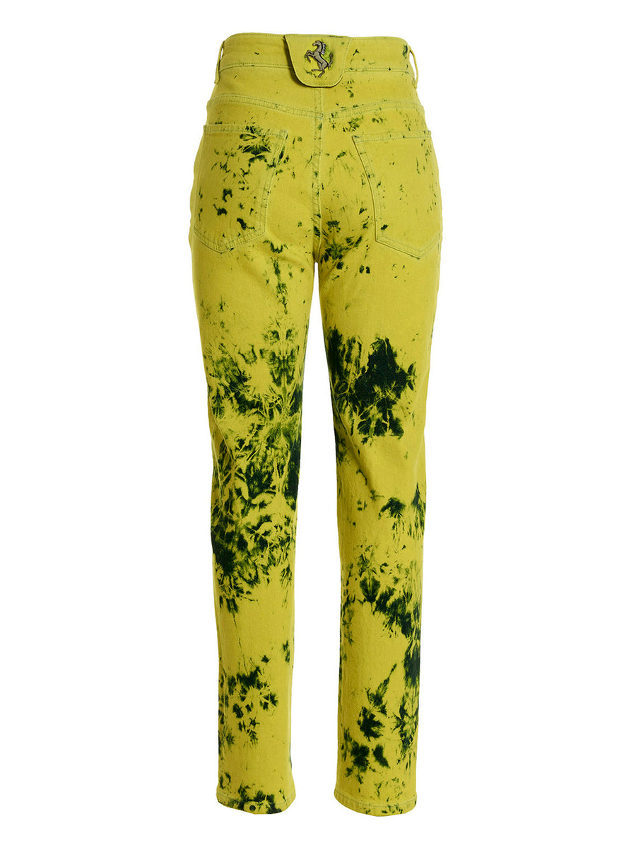 Ferrari Tie Dye Jeans For Women Stretch Cotton Denim All Over Yellow Tie Dye True To Size