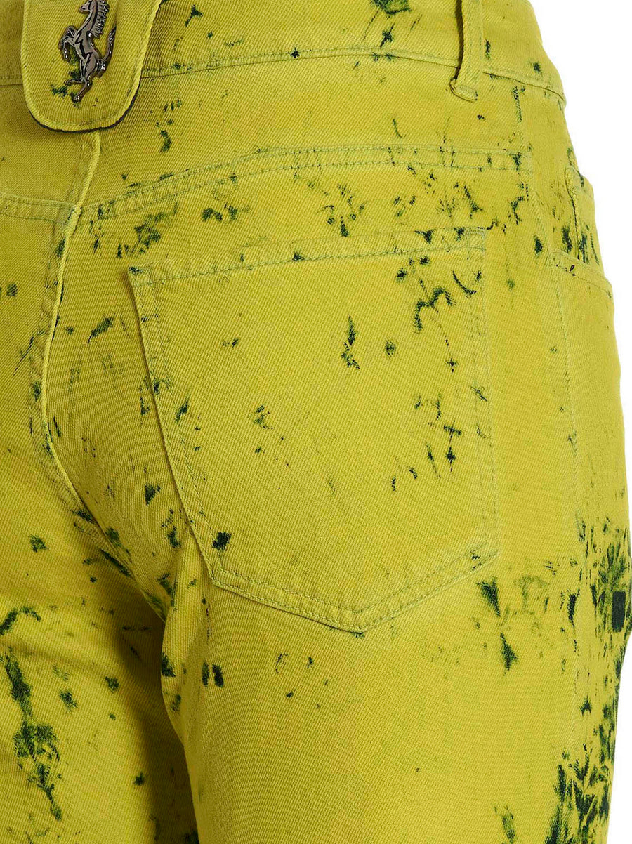 Ferrari Tie Dye Jeans For Women Stretch Cotton Denim All Over Yellow Tie Dye True To Size