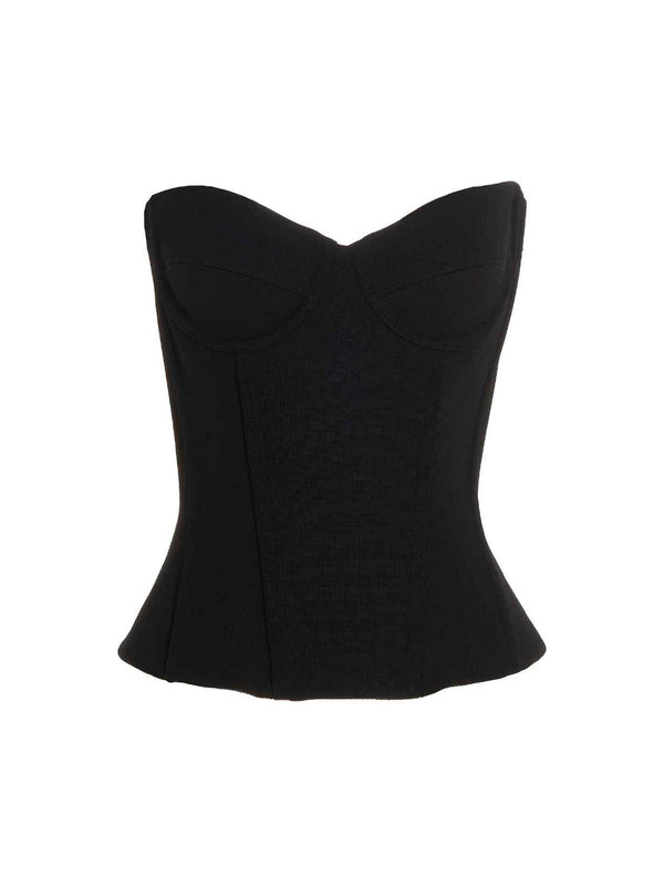 Balenciaga Bustier Top For Women Cropped Off Shoulder Elastic Jersey Built In Splints Back Zip