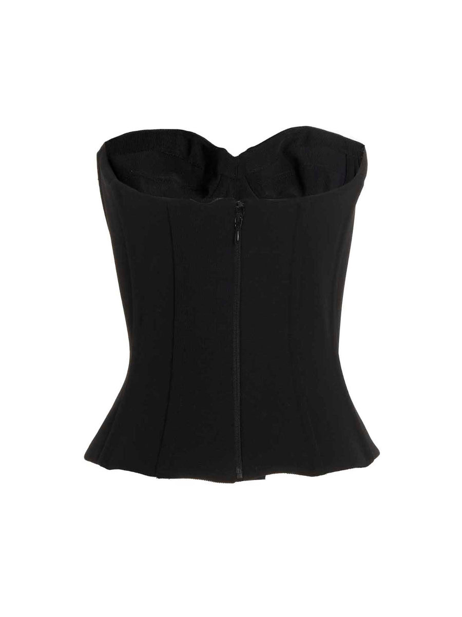 Balenciaga Bustier Top For Women Cropped Off Shoulder Elastic Jersey Built In Splints Back Zip