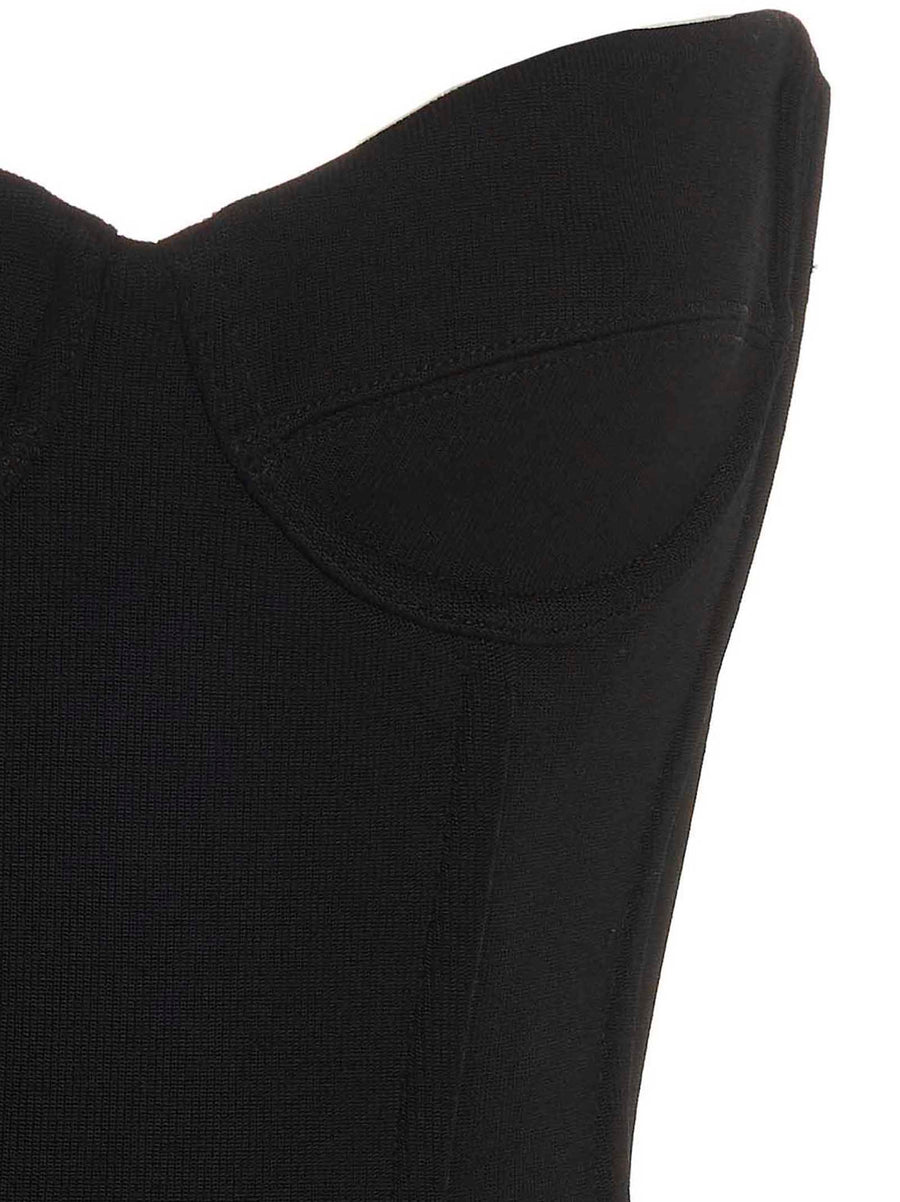 Balenciaga Bustier Top For Women Cropped Off Shoulder Elastic Jersey Built In Splints Back Zip