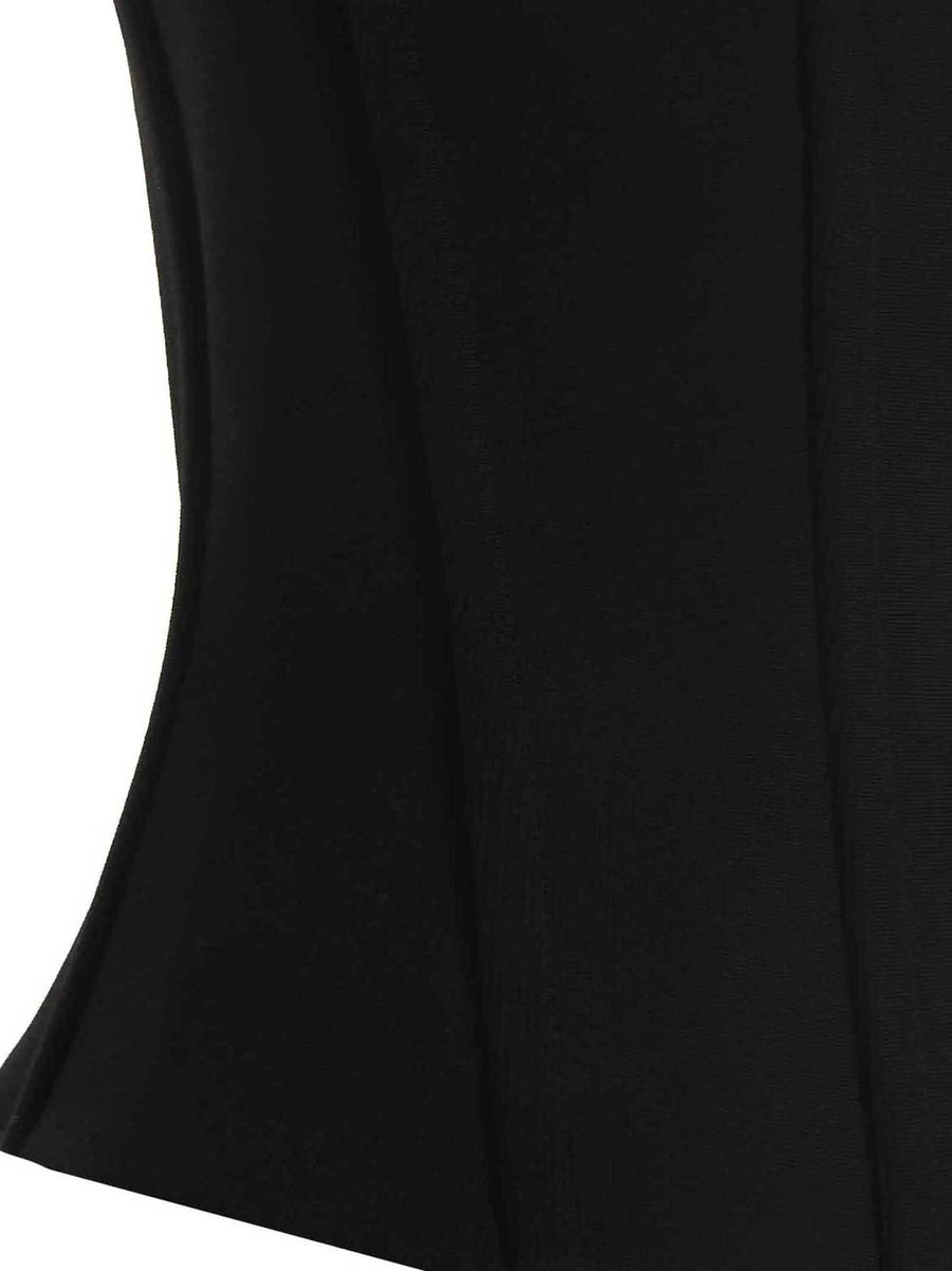 Balenciaga Bustier Top For Women Cropped Off Shoulder Elastic Jersey Built In Splints Back Zip