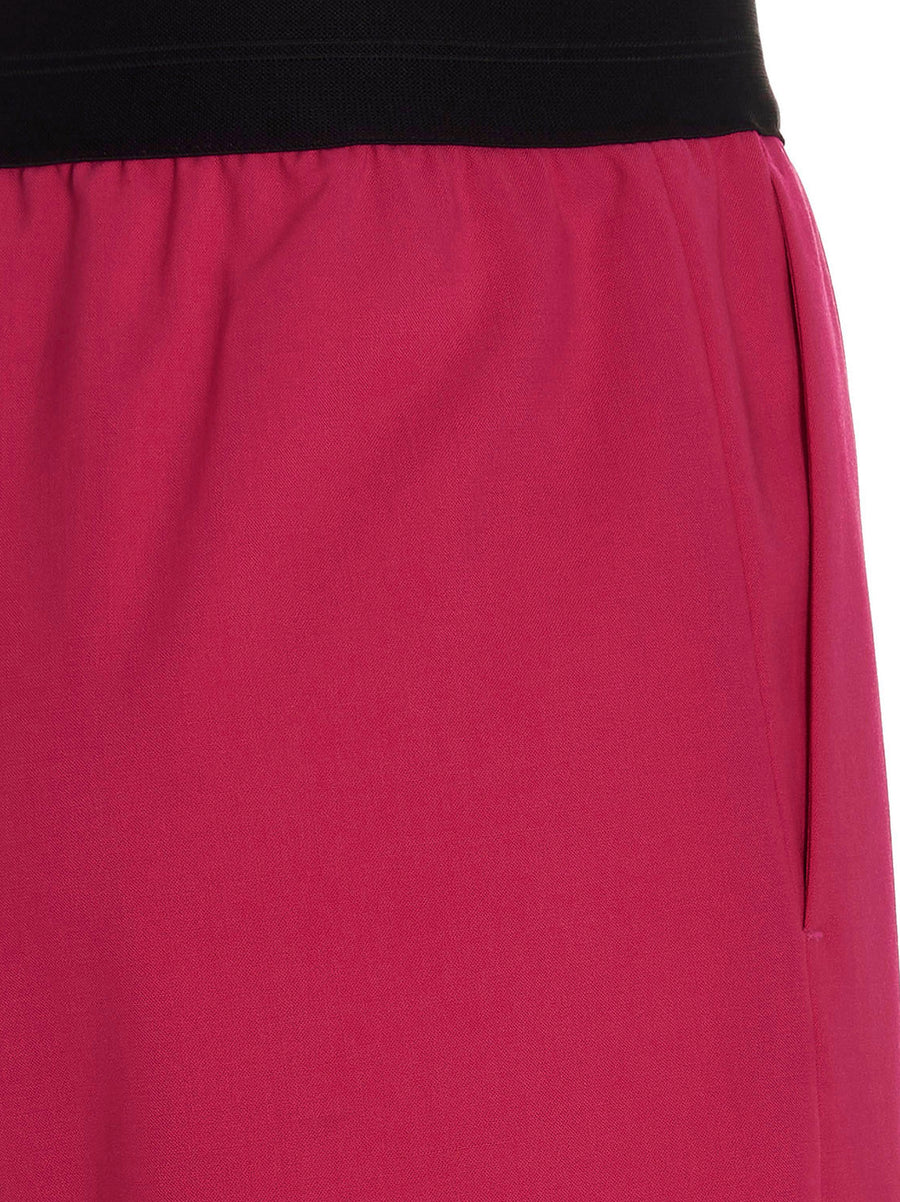 MSGM Wool Bermuda Shorts For Women Fuchsia Elastic Waistband Pockets Luxury Virgin Wool