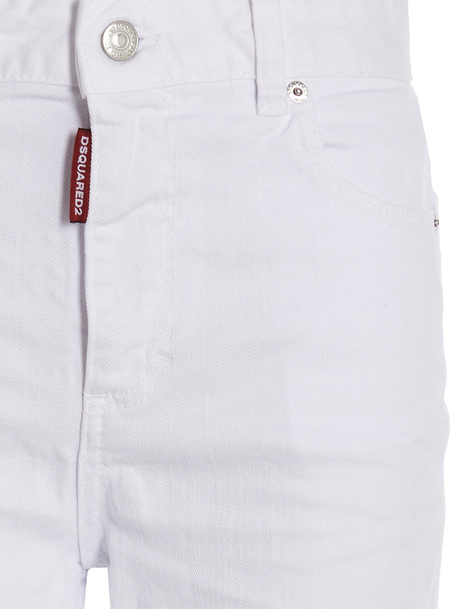 Dsquared2 White Cropped Flare Jeans for Women Luxury Designer Denim True to Size Five Pockets