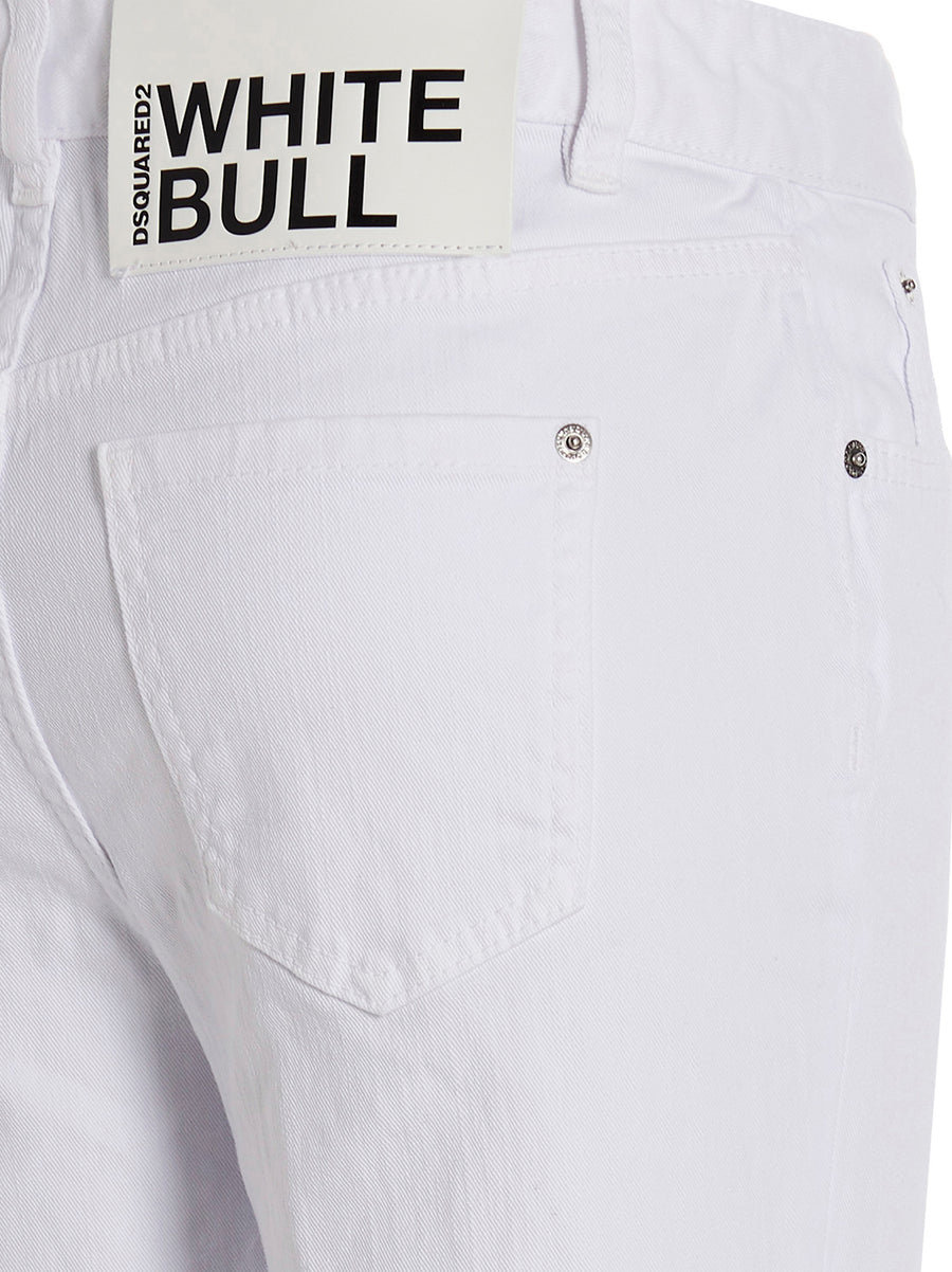 Dsquared2 White Cropped Flare Jeans for Women Luxury Designer Denim True to Size Five Pockets