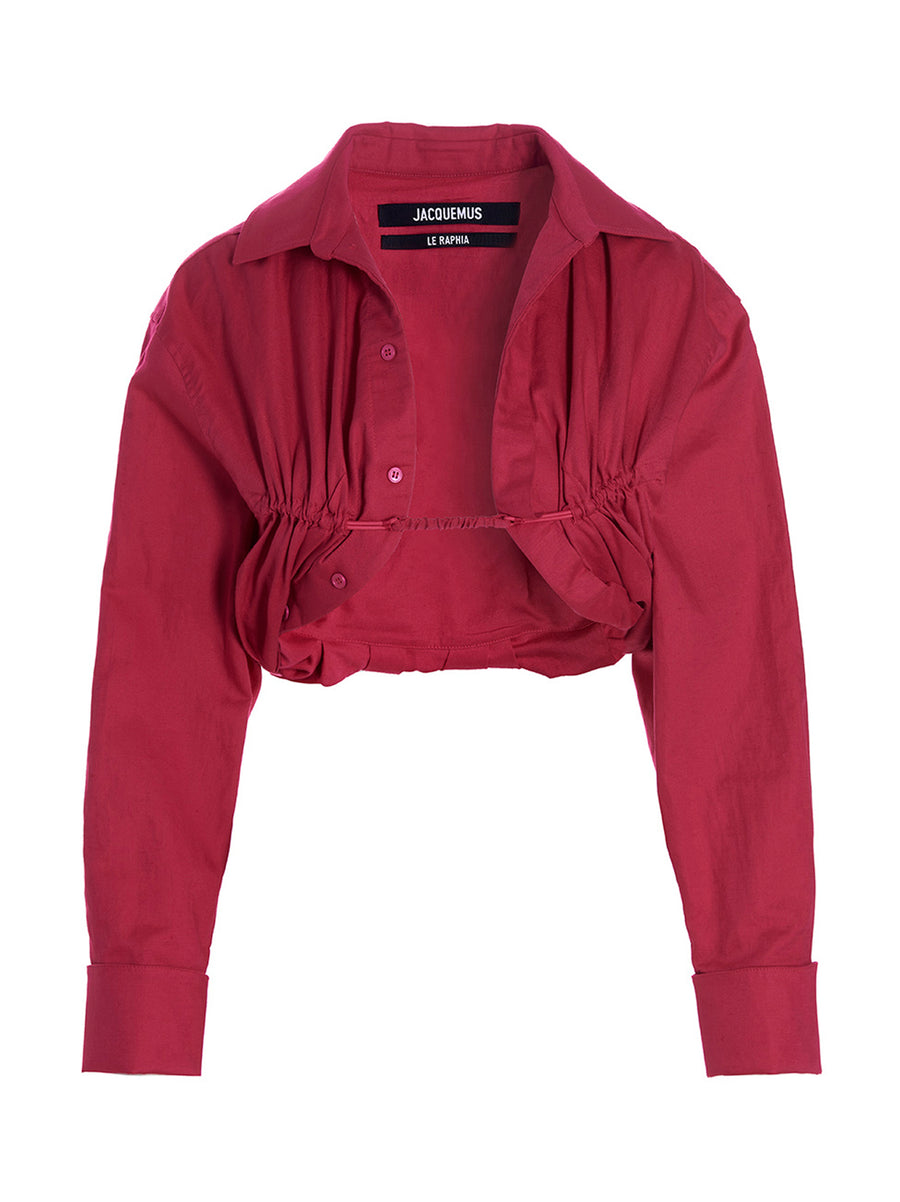 Jacquemus Ma Viscose Shirt For Women Cropped Bolero In Fuchsia Luxury Lightweight Cotton Linen Top