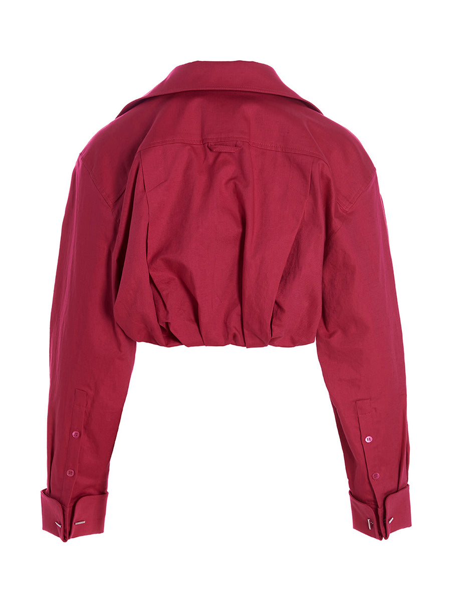 Jacquemus Ma Viscose Shirt For Women Cropped Bolero In Fuchsia Luxury Lightweight Cotton Linen Top