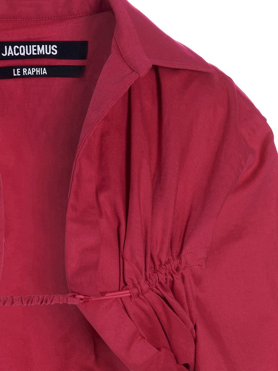Jacquemus Ma Viscose Shirt For Women Cropped Bolero In Fuchsia Luxury Lightweight Cotton Linen Top
