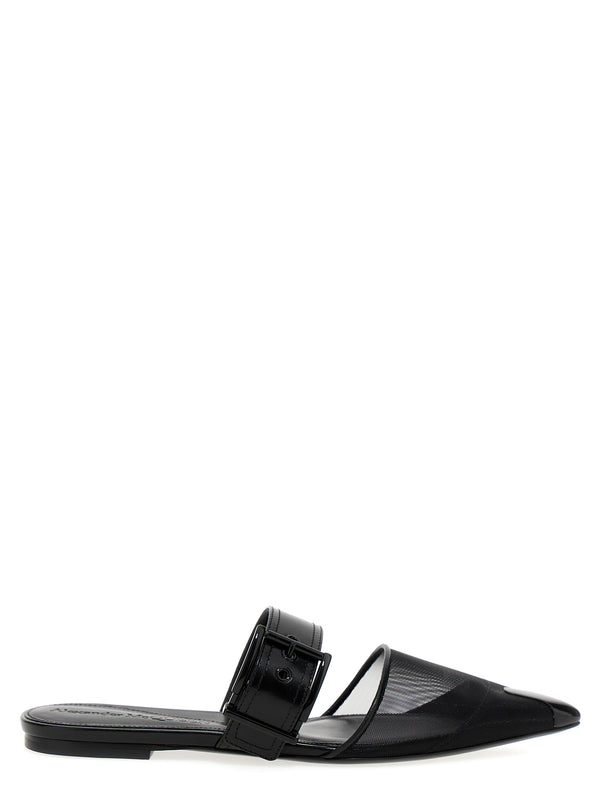 Alexander McQueen Punk Mules Bold Edge Punk Inspired Pointed Toe Mesh Ankle Strap For Women