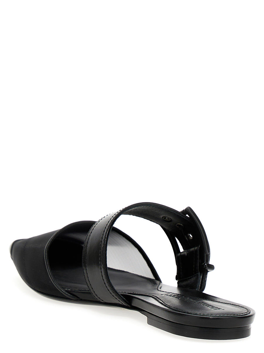 Alexander McQueen Punk Mules Bold Edge Punk Inspired Pointed Toe Mesh Ankle Strap For Women