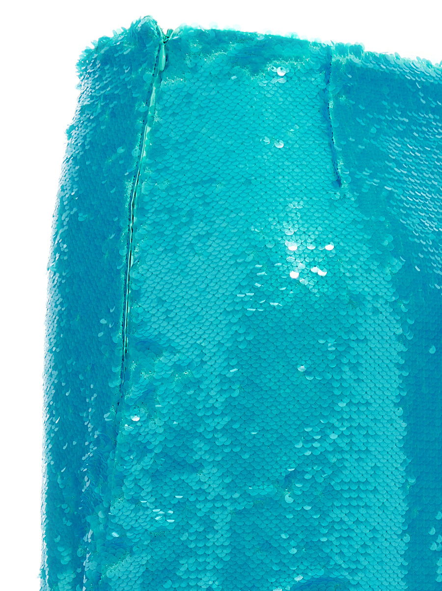 Ganni Sequin Midi Skirt Light Blue Recycled Polyester Shine For Women Day To Evening Wear