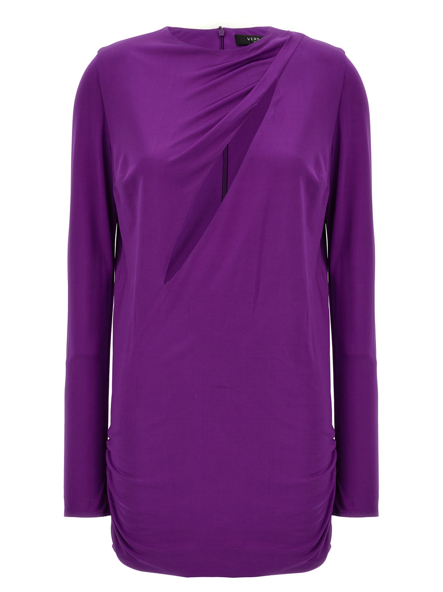 Versace Cut Out Jersey Dress With Architectural Front And Back Cutouts For Elegant Women