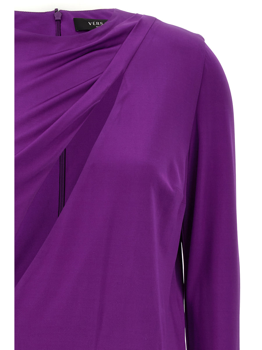 Versace Cut Out Jersey Dress With Architectural Front And Back Cutouts For Elegant Women