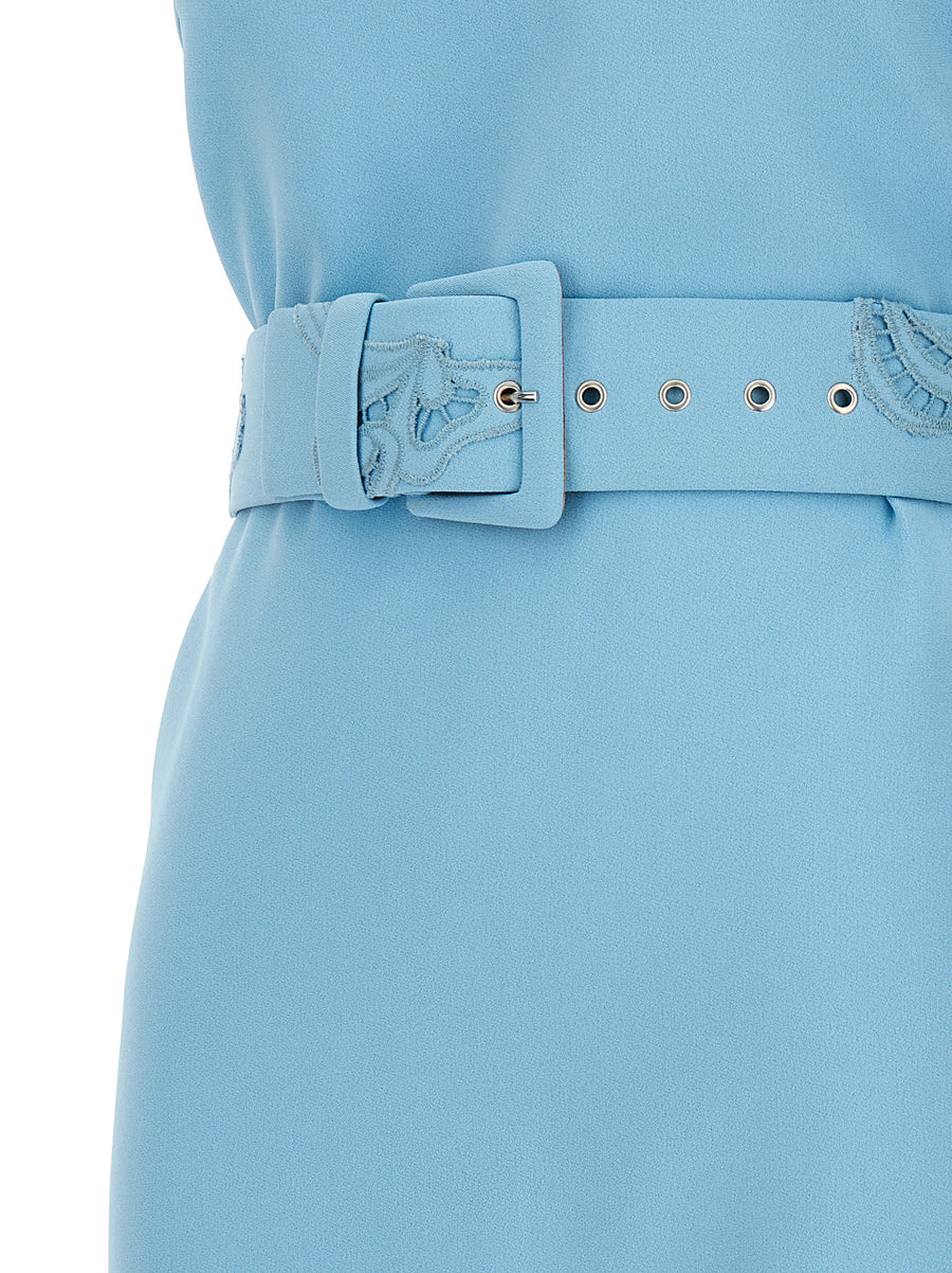 Ermanno Scervino Lace Dress For Women Light Blue Viscose Blend With Lace Detailing