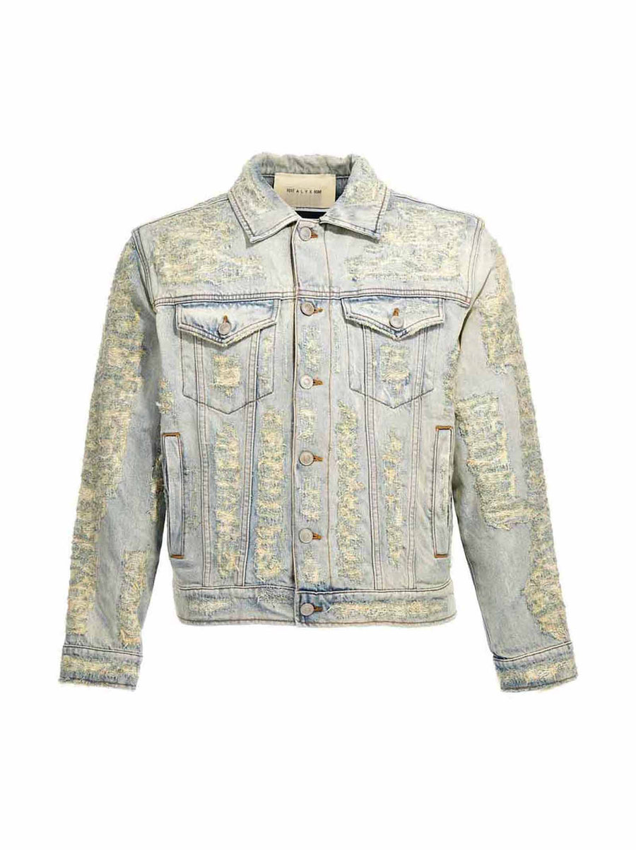1017 Alyx 9SM Destroyed Denim Jacket For Men Premium Cotton Button Closure Lightweight Urban Style