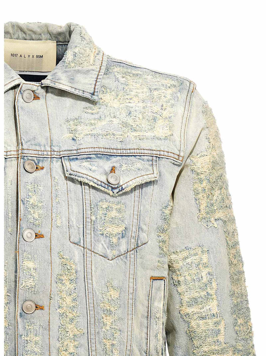 1017 Alyx 9SM Destroyed Denim Jacket For Men Premium Cotton Button Closure Lightweight Urban Style