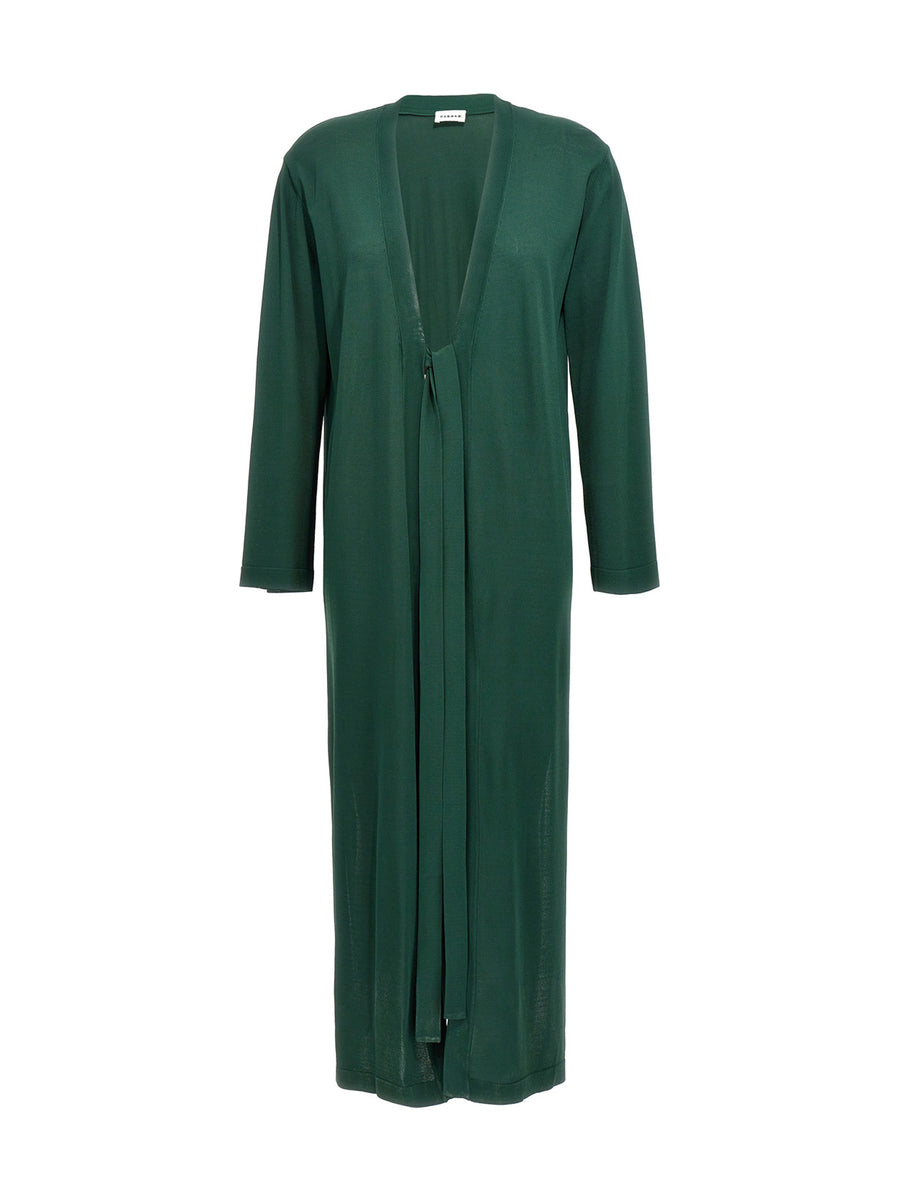 P.A.R.O.S.H. Roux Cardigan In Green With Front Lacing, Versatile Layering Topwear For Women