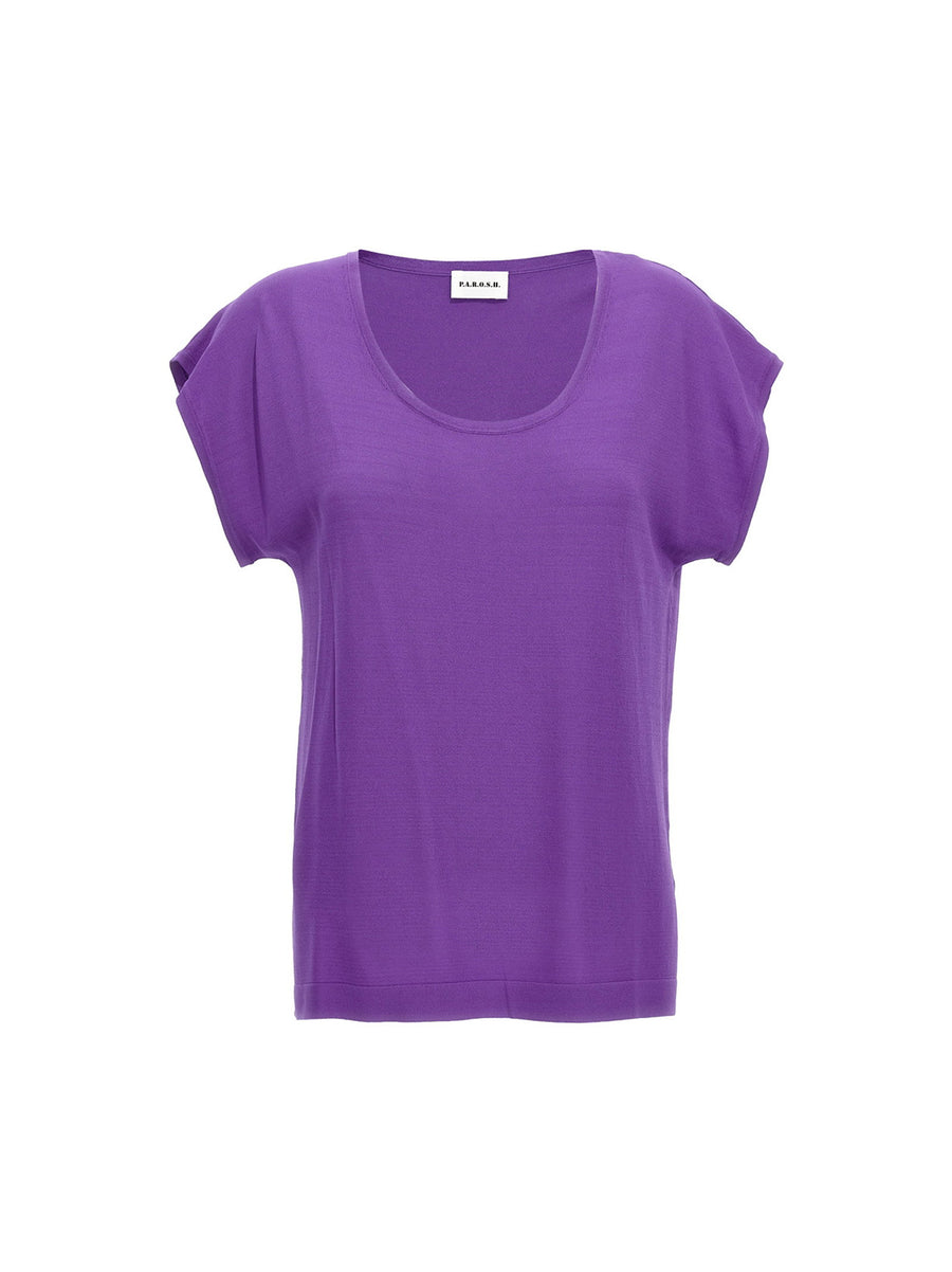 P.A.R.O.S.H. Roux Purple Viscose Blend Oversize Top