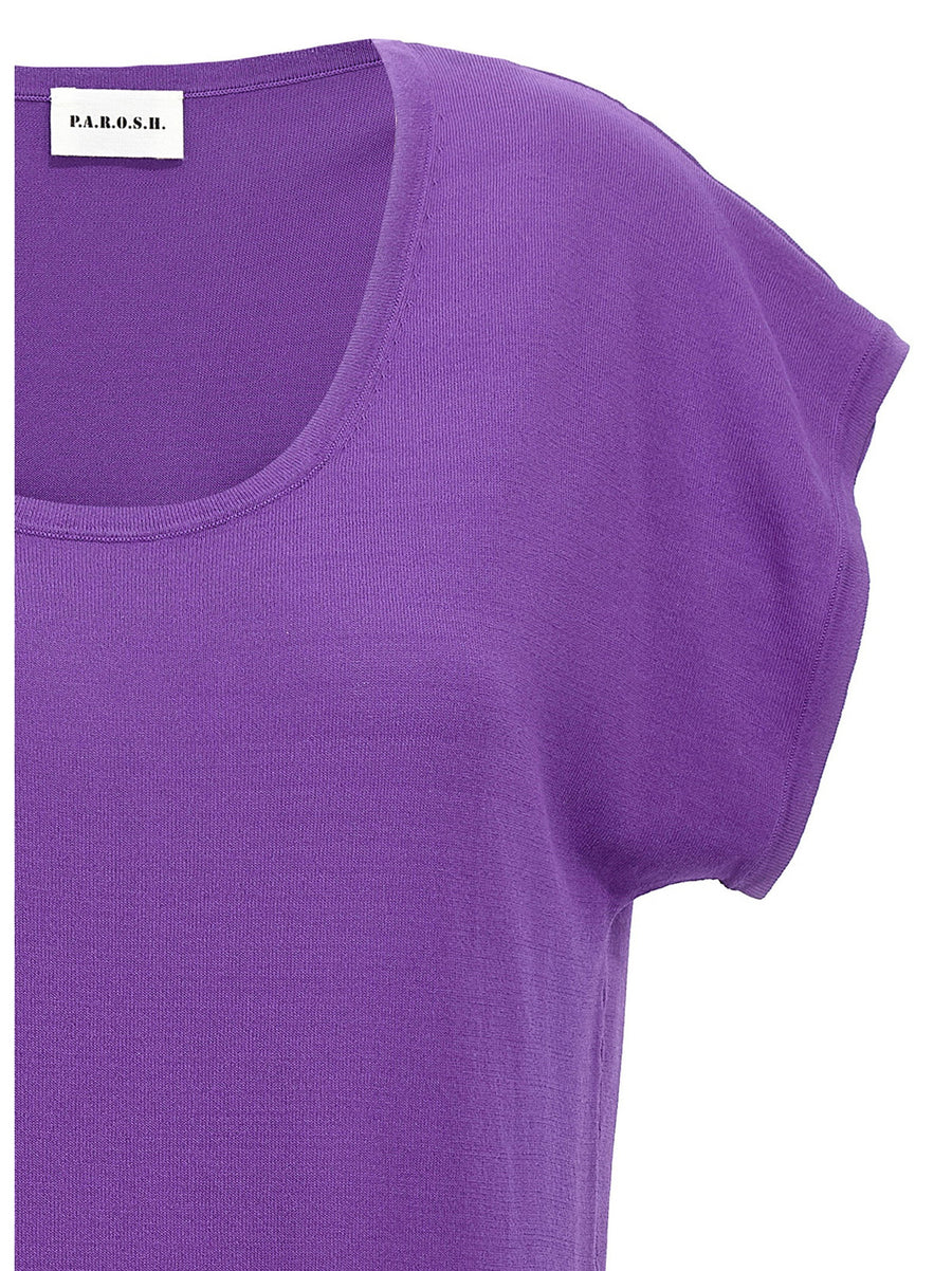 P.A.R.O.S.H. Roux Purple Viscose Blend Oversize Top