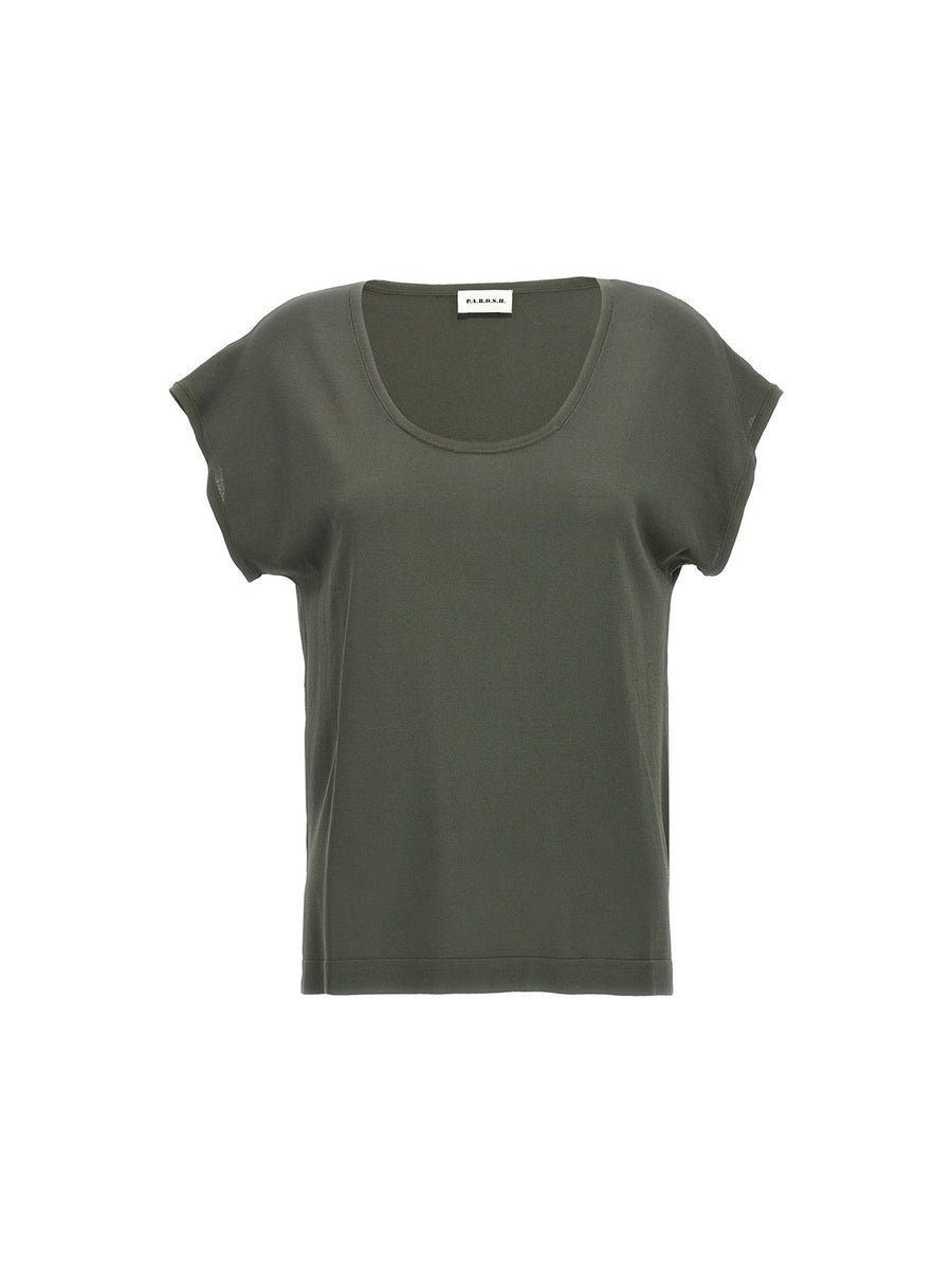 P.A.R.O.S.H. Roux T Shirt Oversize Fit Green Viscose Blend For Women Versatile Streetwear