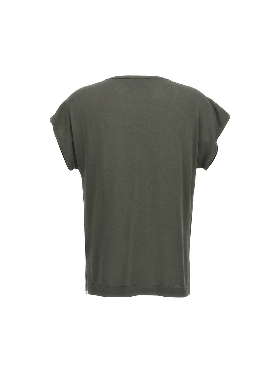 P.A.R.O.S.H. Roux T Shirt Oversize Fit Green Viscose Blend For Women Versatile Streetwear