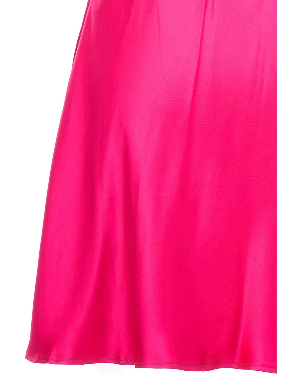 Y Project Abito Raso Satin Dress With Crossback Nylon Straps In Fuchsia For Fashion Forward Women