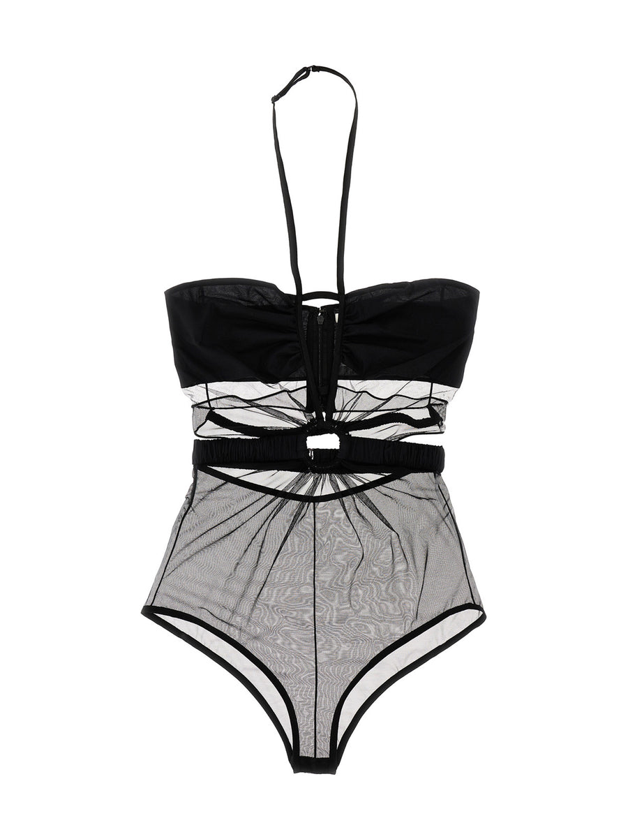 Nensi Dojaka Ring Bodysuit With Mesh Ring Detailing Bare Back And Cutouts For Bold Evening Looks For Women