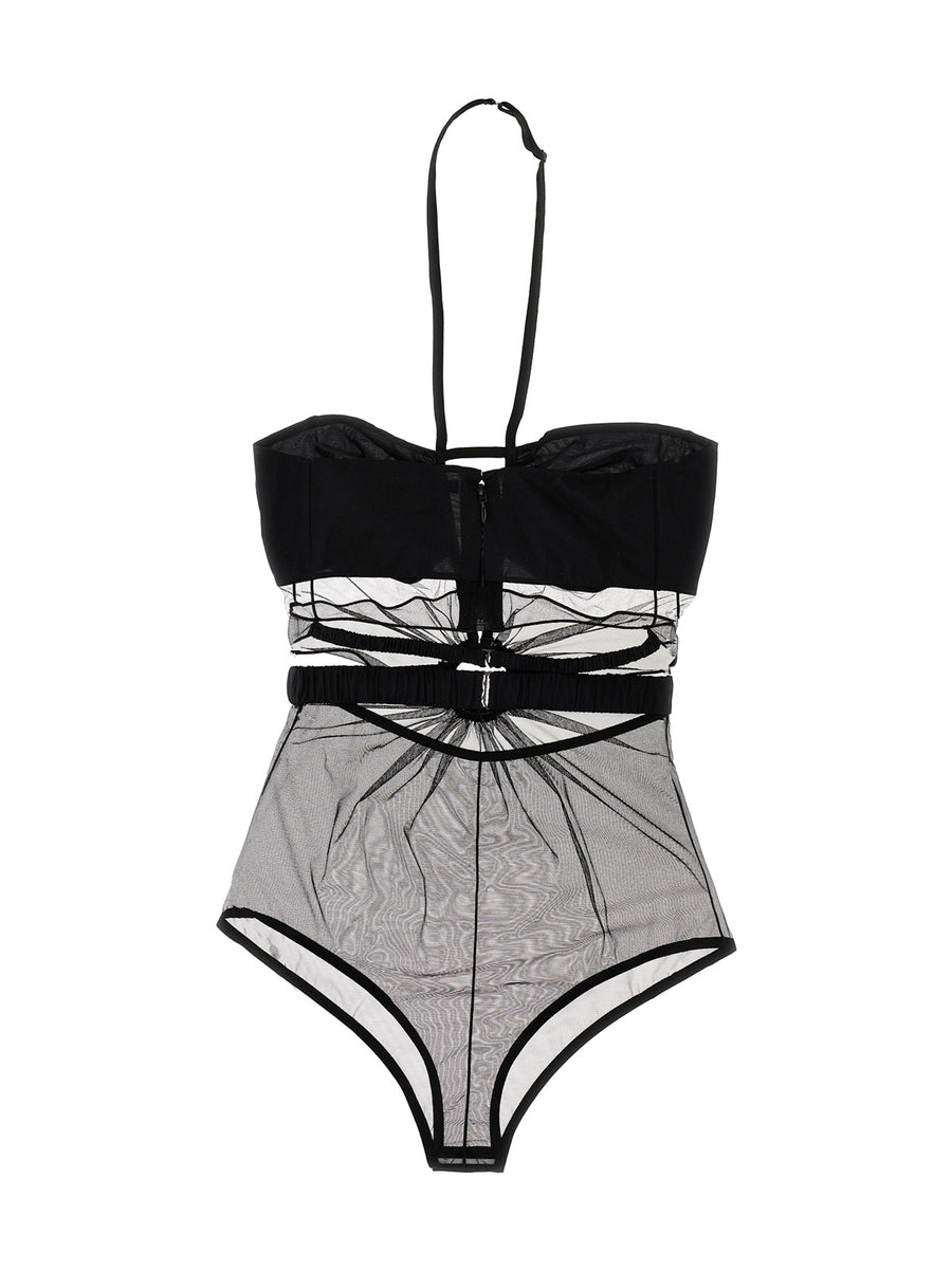 Nensi Dojaka Ring Bodysuit With Mesh Ring Detailing Bare Back And Cutouts For Bold Evening Looks For Women