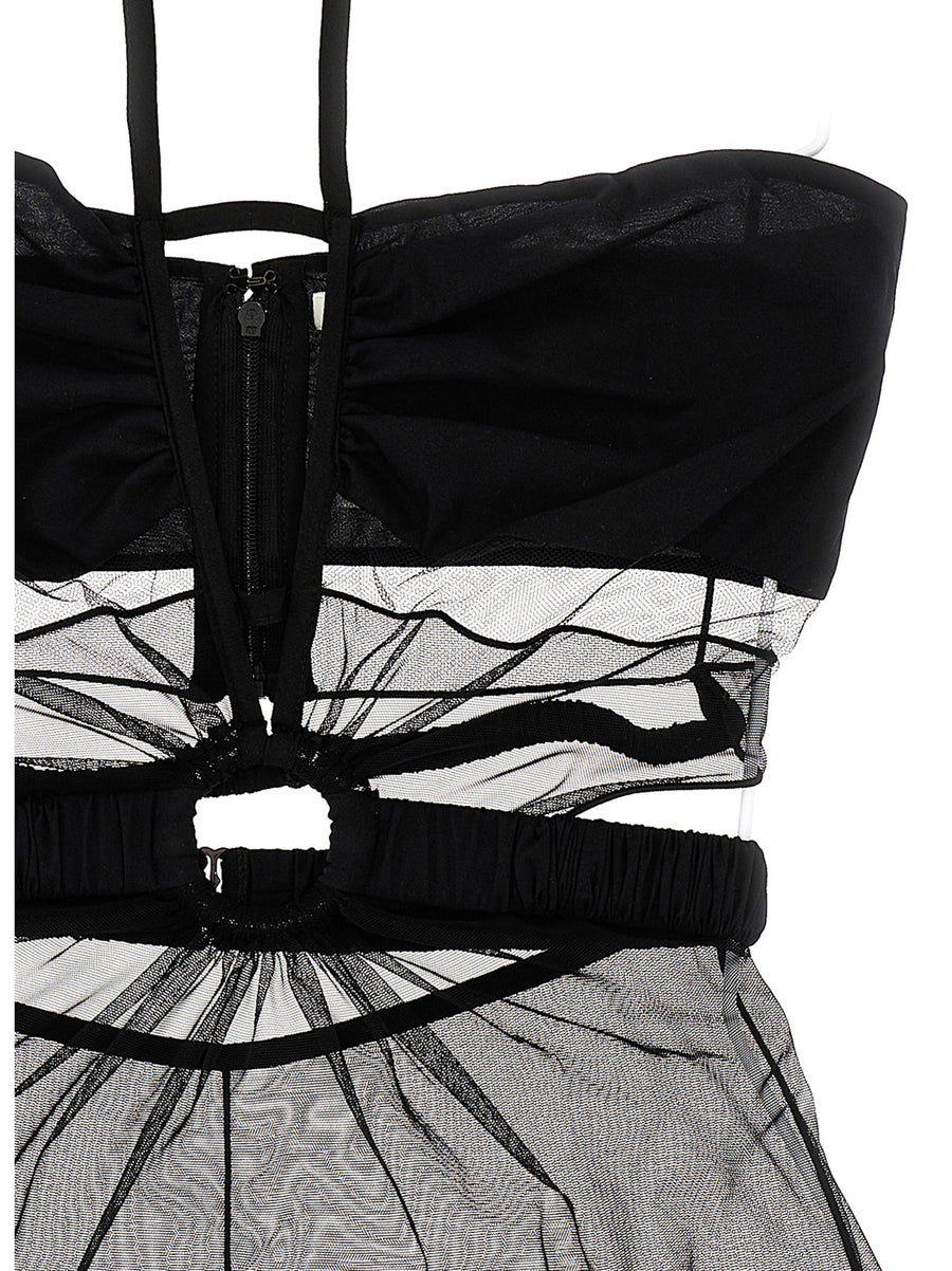 Nensi Dojaka Ring Bodysuit With Mesh Ring Detailing Bare Back And Cutouts For Bold Evening Looks For Women