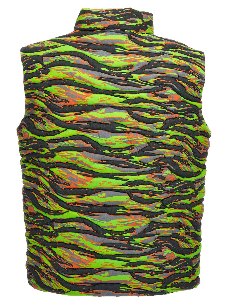 Erl Camouflage Quilted Vest For Men Lightweight Warmth Front Pockets High Collar