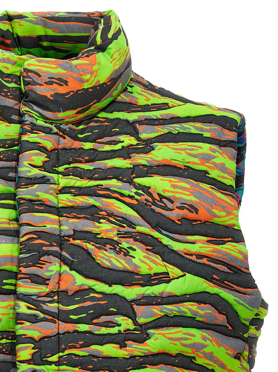 Erl Camouflage Quilted Vest For Men Lightweight Warmth Front Pockets High Collar