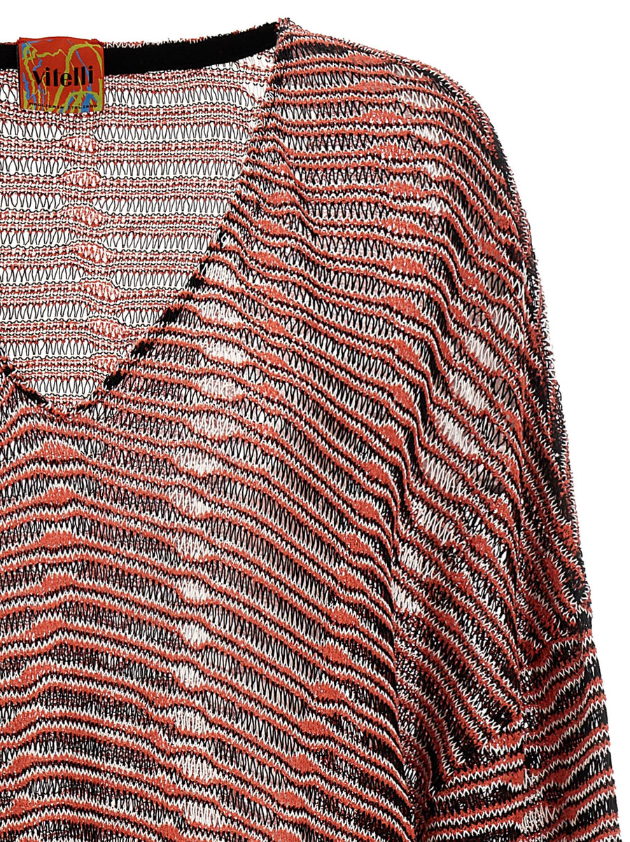 Vitelli Wave Jacquard Organic Cotton Sweater With V Neck For Men
