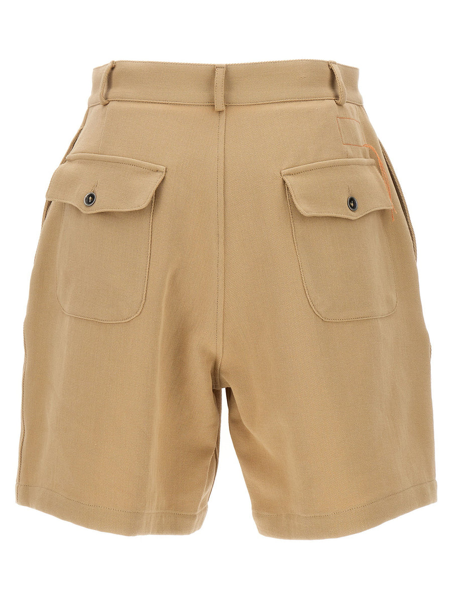 Fortela Jillian Bermuda Shorts For Women Beige 100 Percent Cotton With Front Pleats And Pockets Versatile