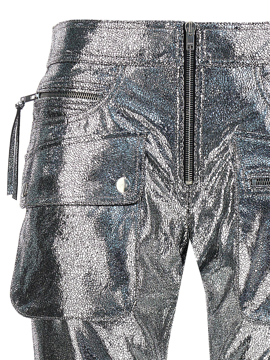 Isabel Marant Ciane Pants For Women Luxurious Silver Crackle Leather Versatile Day To Night