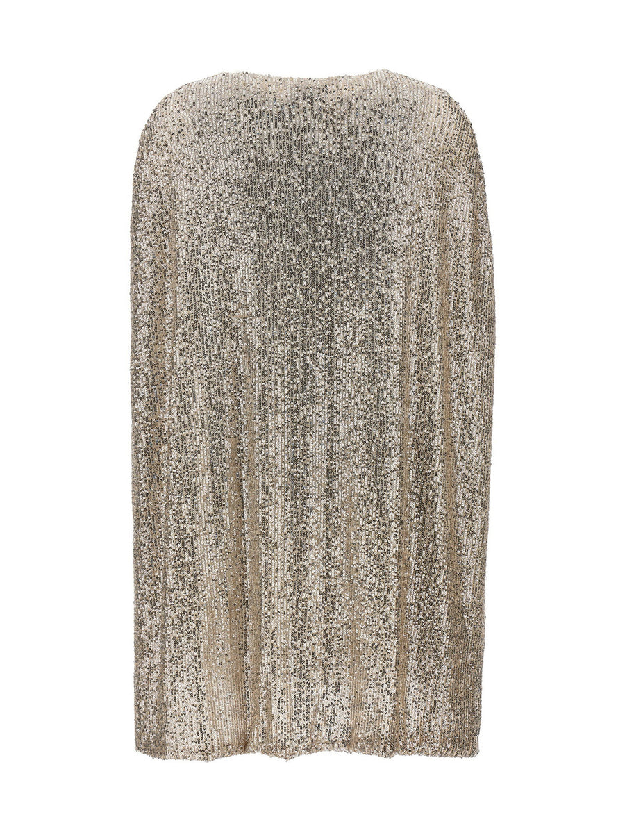 Le Twins Villa Villa Dress Silver Sequin Cape Back Runway Ready Cocktail Dress For Women
