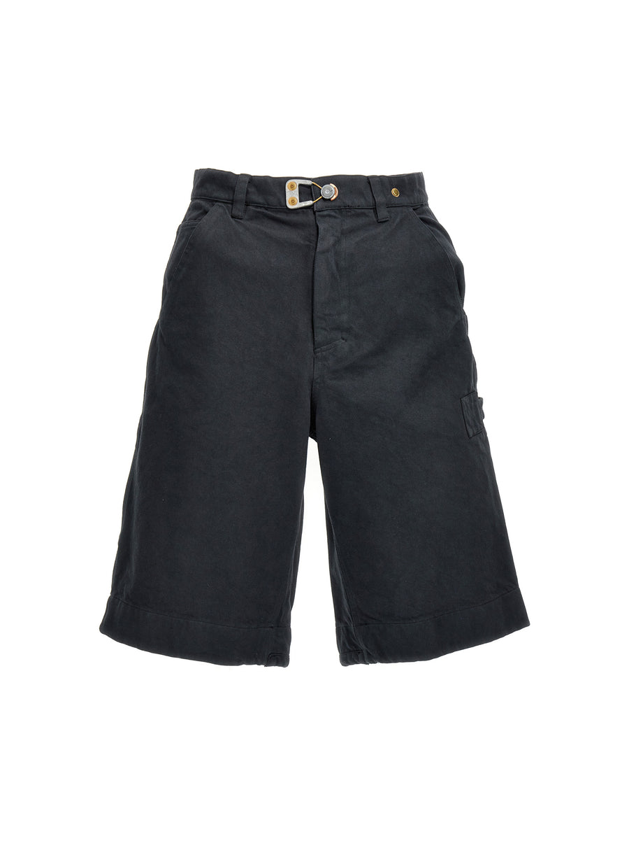 Objects Iv Life Carpenter Bermuda Shorts For Men Breathable Cotton With Zip And Hook Closure Pockets