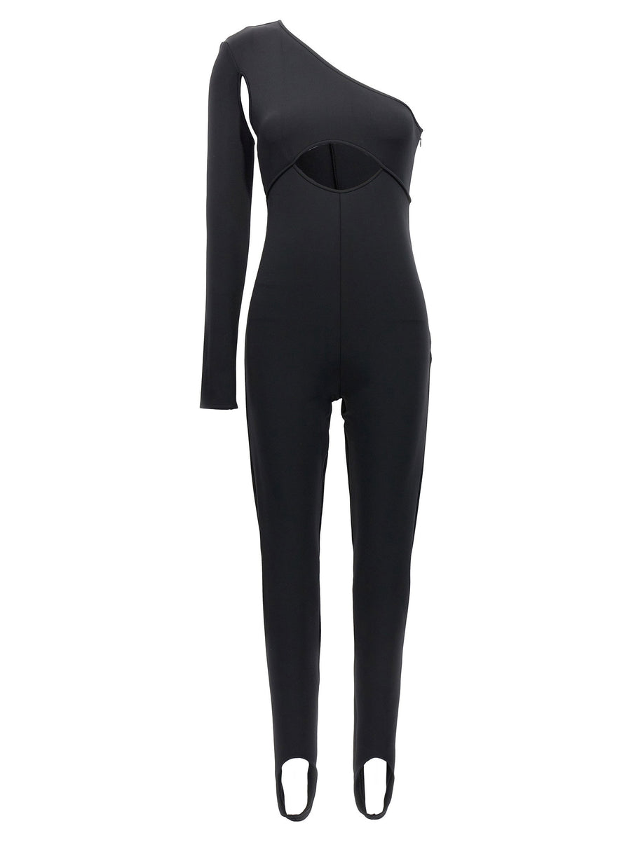 David Koma Scuba Cut Out One Piece Bodysuit For Women Black Architectural Eveningwear Silhouette