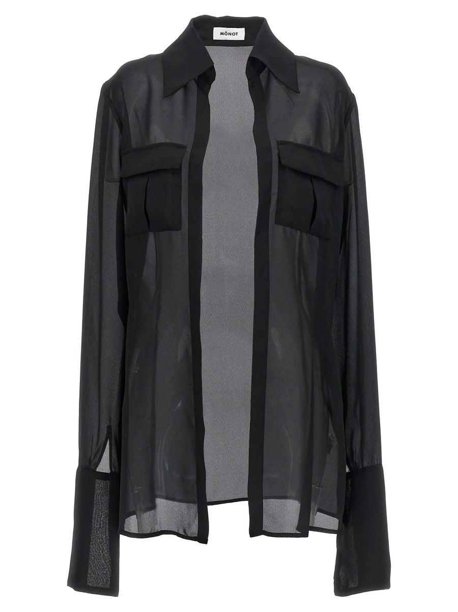 Monot Georgette Shirt For Women Sheer Lightweight Layering Top Breezy Luxe Timeless Essential Wardrobe Staple