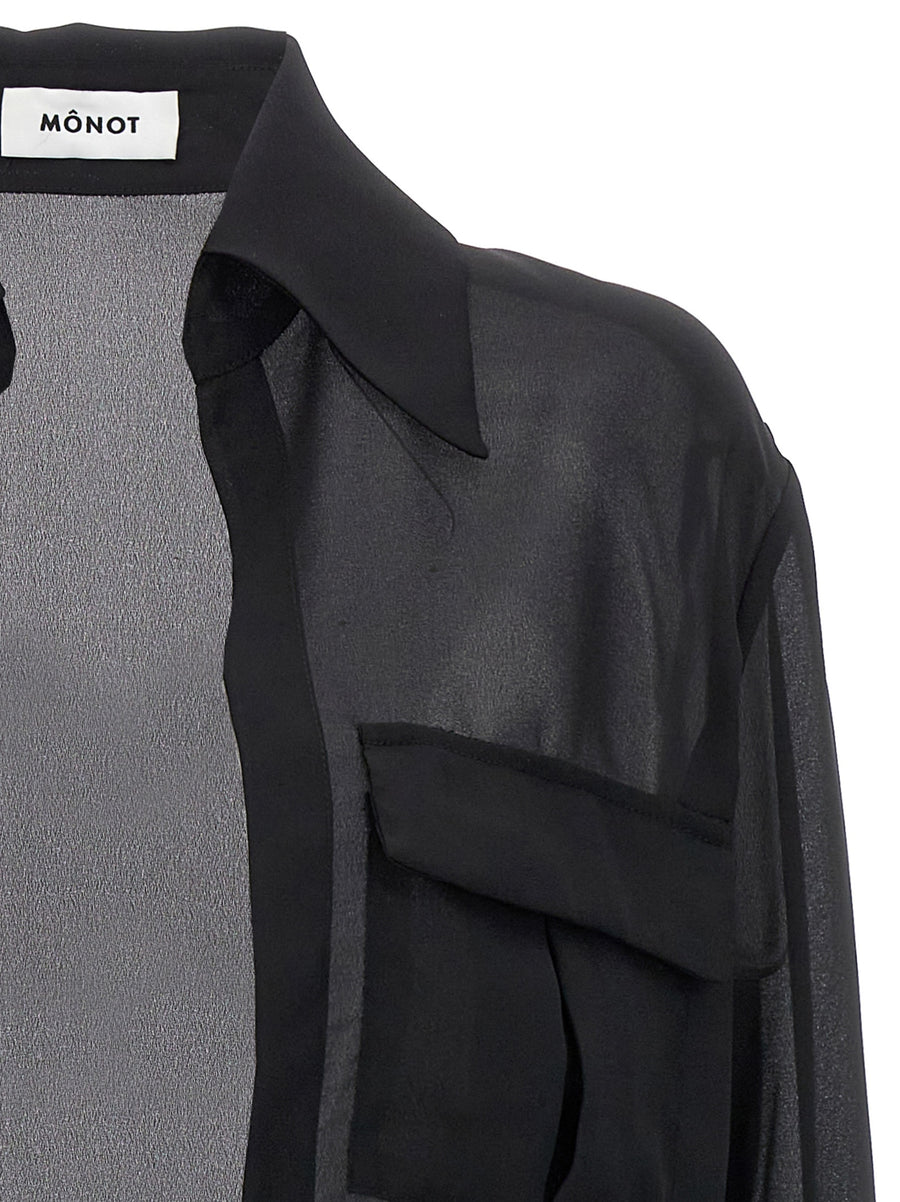 Monot Georgette Shirt For Women Sheer Lightweight Layering Top Breezy Luxe Timeless Essential Wardrobe Staple