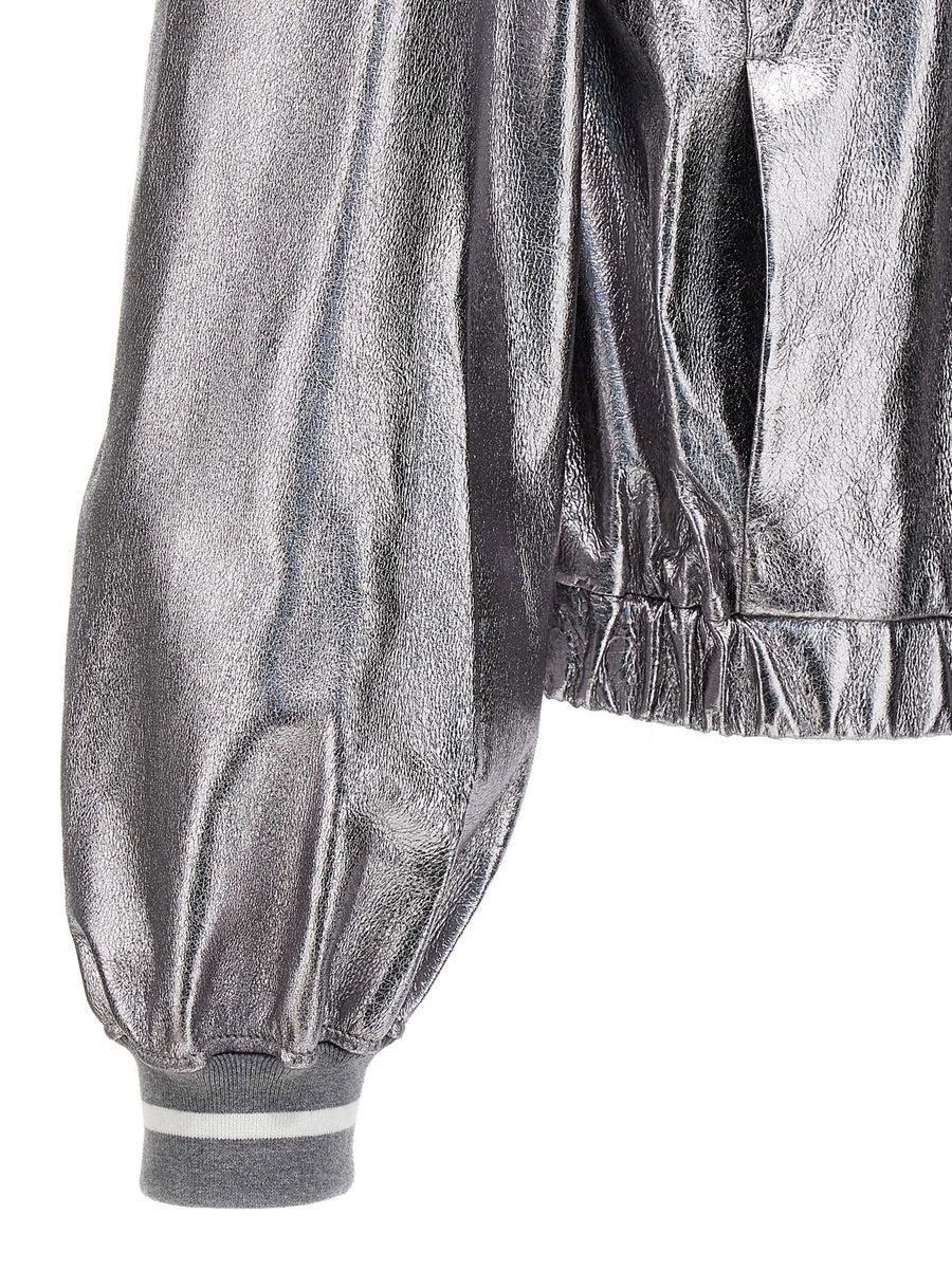 Brunello Cucinelli Laminated Leather Bomber Jacket