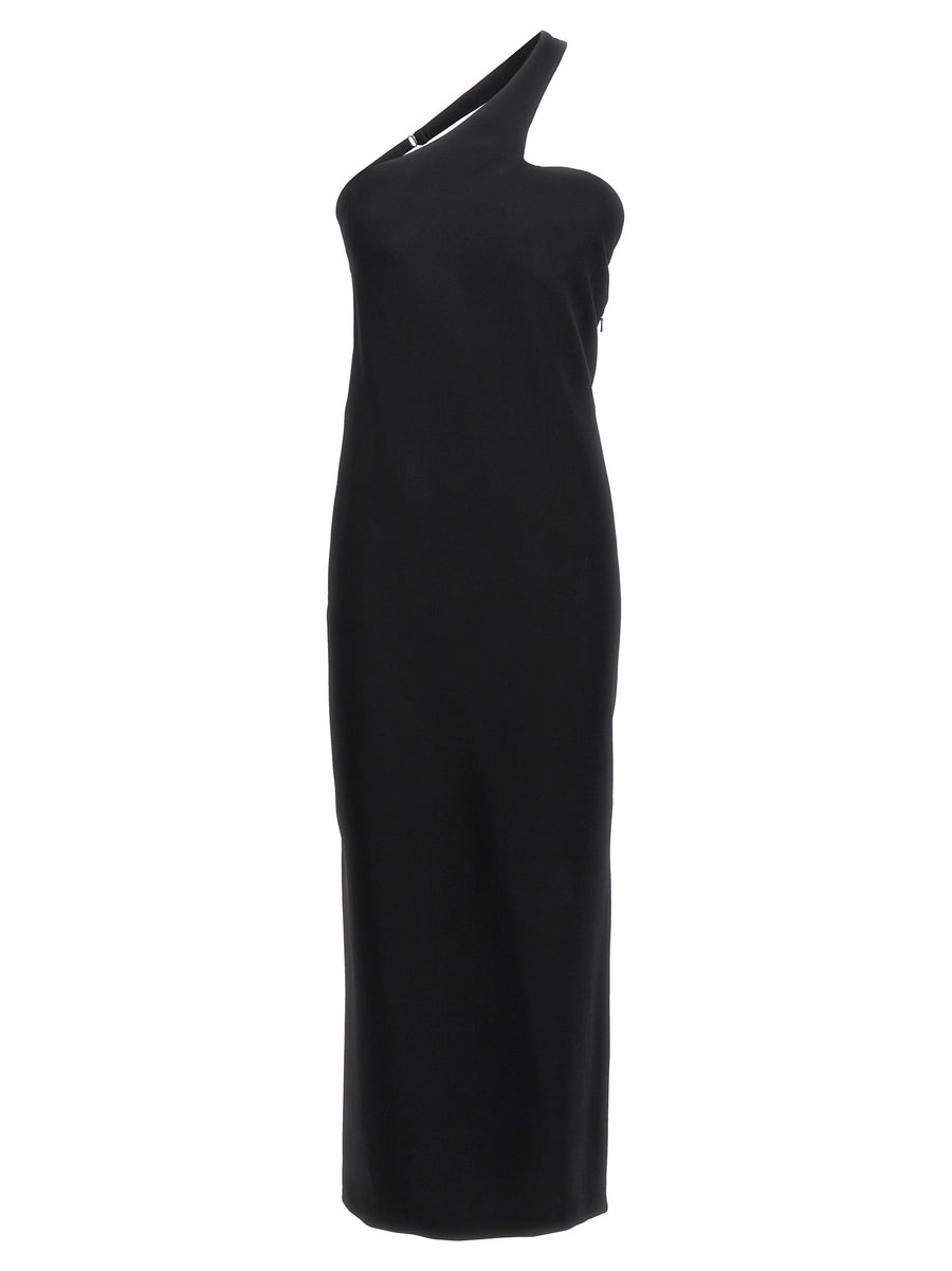 Sportmax Molise One Shoulder Dress Black Stretch Viscose For Modern Women Elegant Evening Wear