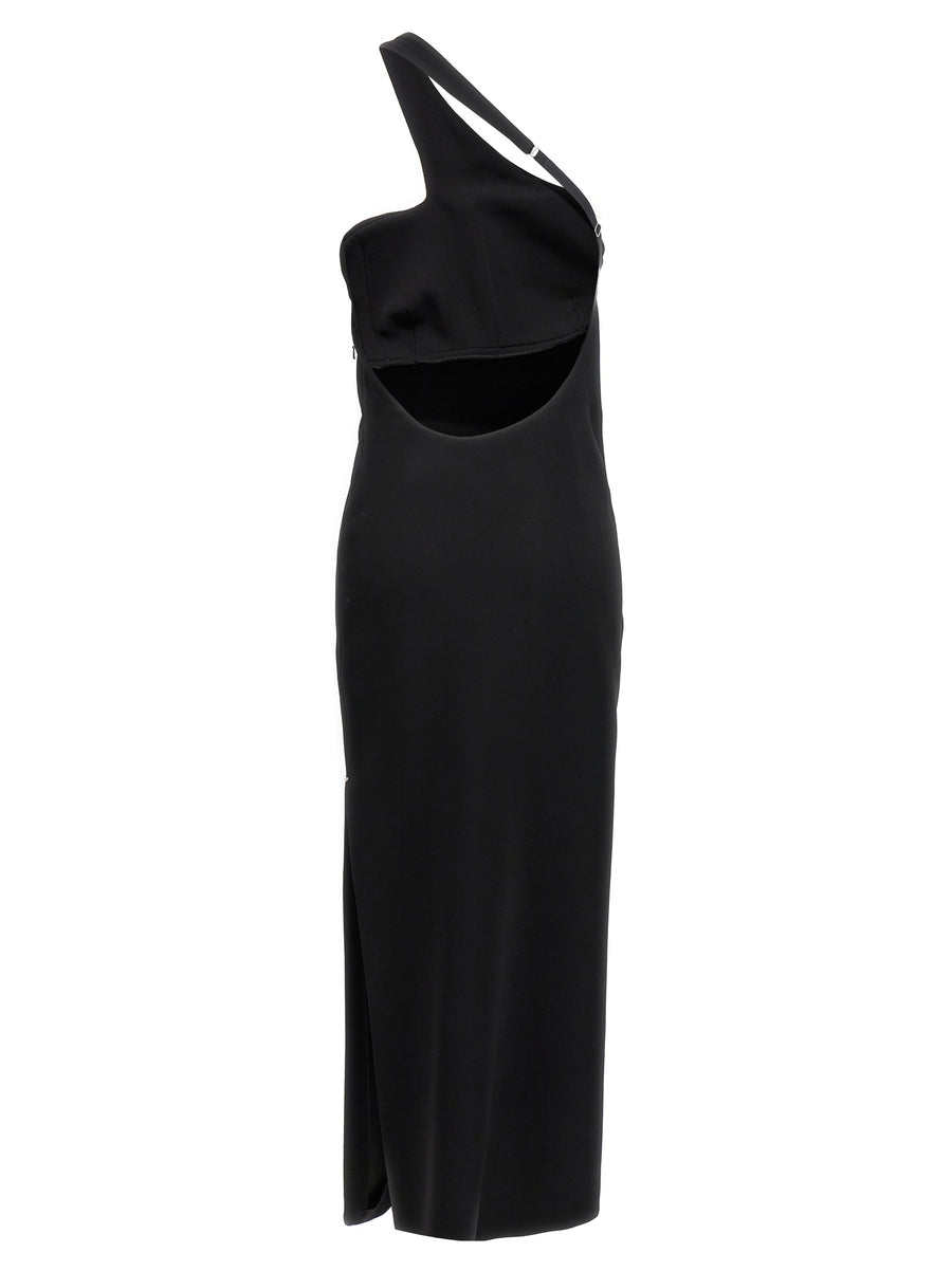 Sportmax Molise One Shoulder Dress Black Stretch Viscose For Modern Women Elegant Evening Wear