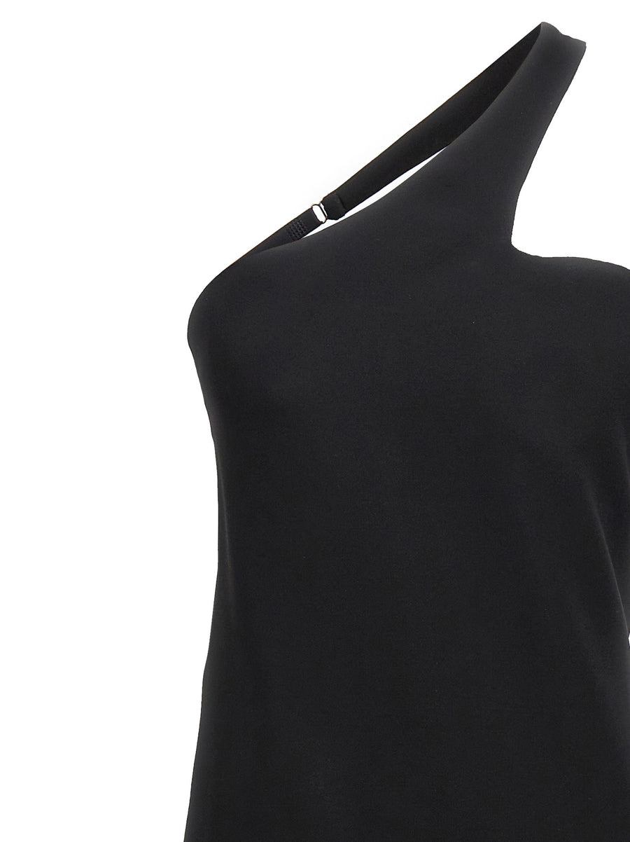 Sportmax Molise One Shoulder Dress Black Stretch Viscose For Modern Women Elegant Evening Wear
