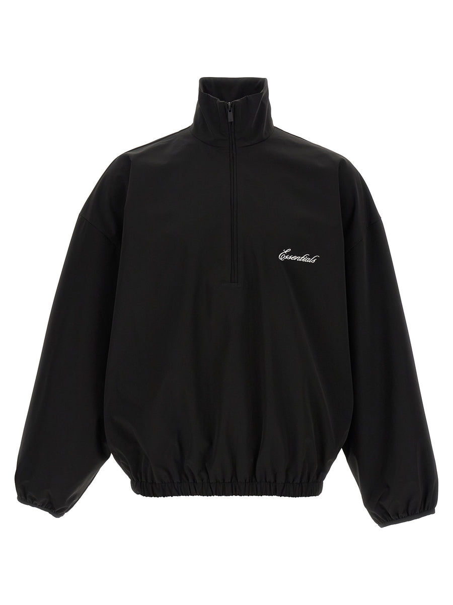 Fear Of God Essential Sporty Nylon Sweatshirt For Men High Neck Half Zip With Logo Embroidery